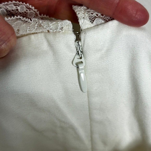 House of CB Kaia Ivory A-Neck Corset Mini Dress Back Lace Womens Sz Small Linen - Picture 9 of 16